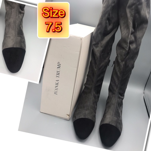 Ivanka Trump Shoes - Over the knee gray & black suede boot size 7.5